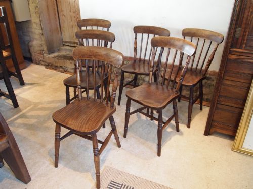 Chairs Set of Six Victorian Kitchen Windsor Chairs C1880