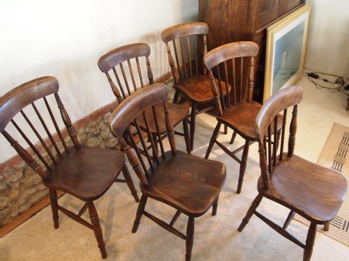 fig 2. Chairs set of six Victorian kitchen Windsor chairs c1880