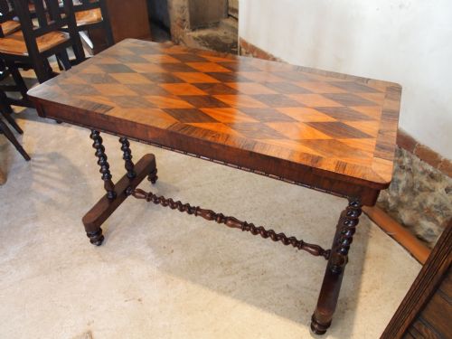 Table Victorian Rosewood and Satinwood Parquetry Side or Hall Table C1870