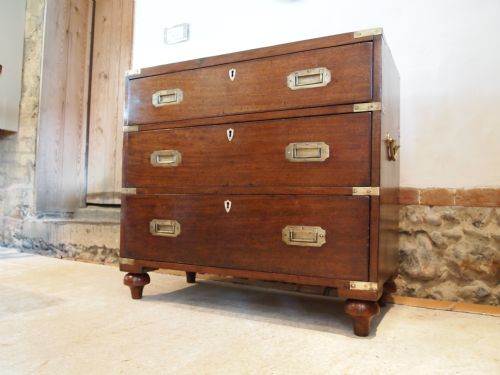 fig 3. Chest of drawers very rare Small military campaign George III Mahogany c1810