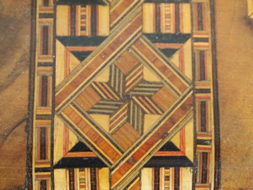 fig 2. Sewing or work box Victorian figured Walnut and Tunbridge ware inlay c1870
