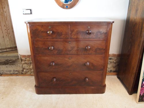 fig 1. Chest of drawers fine quality early Victorian flame and figured Mahogany c1850