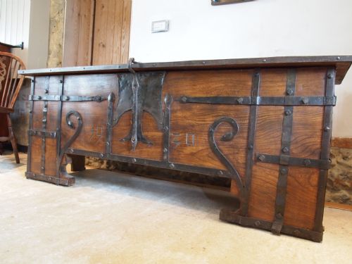 Coffer Chest Blanket Box Arts and Crafts Solid Elm C1920