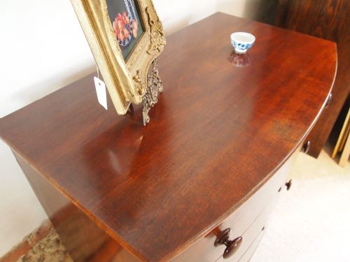 fig 1. Chest of drawers early Victorian Mahogany bow front compact size c1840