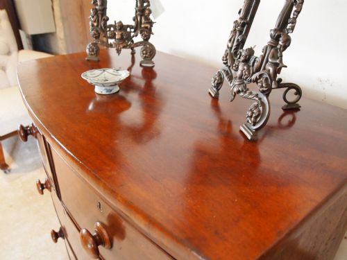 fig 1. Chest of drawers compact George III Mahogany bow front only 35 inches wide c1800
