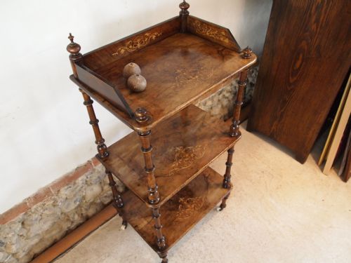 Table Display Shelf Wot Not Victorian Figured Walnut and Inlaid C1880