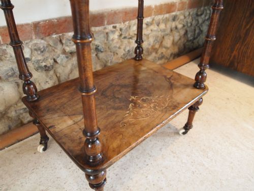 fig 2. Table display shelf wot not Victorian figured Walnut and inlaid c1880