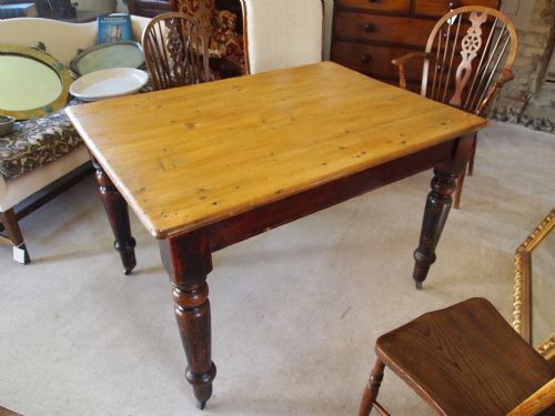 Table Victorian Pine Scrub Top Cottage Dining Table C1870