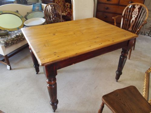 fig 1. Table Victorian Pine scrub top cottage dining table c1870