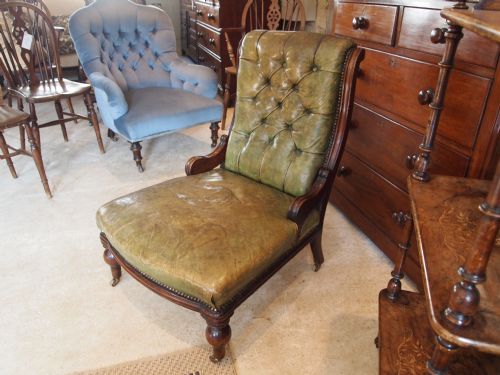 fig 1. Chair Victorian Mahogany deep buttoned back Leather chair c1870