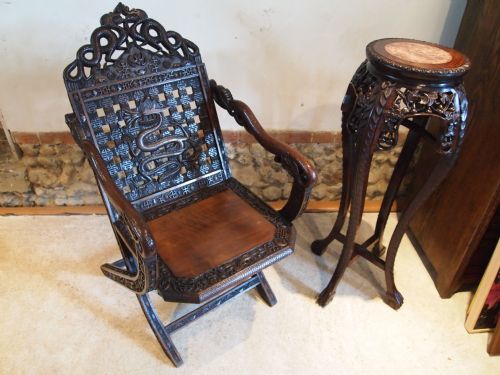 Chair Chinese Carved Huali/padauk Wood Chair Guangxu C1900