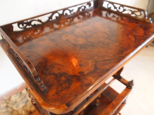 fig 1. Canterbury table magazine rack fine Victorian burr & figured Walnut c1860
