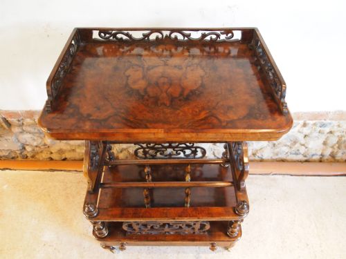 fig 3. Canterbury table magazine rack fine Victorian burr & figured Walnut c1860