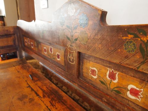 fig 2. Settle bench Victorian Carpathian folk art settle original paint c1850