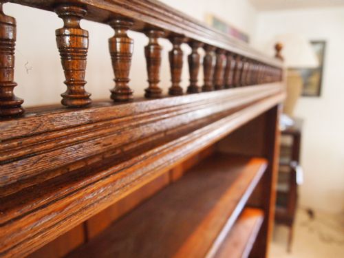 fig 1. Bookcase arts and Crafts Pugin influenced Victorian Oak c1890