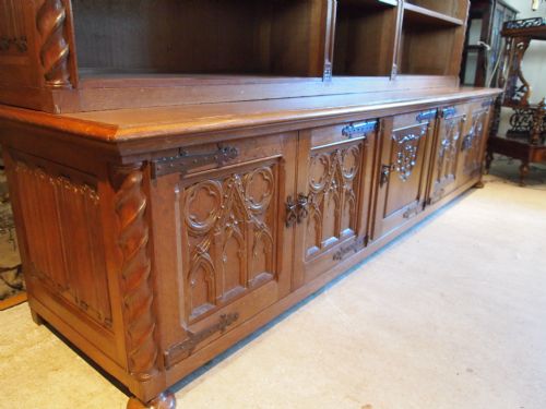 Bookcase Magnificent Arts and Crafts Gothic Revival Oak Carved Bookcase C1900