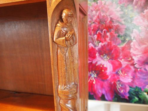 fig 2. Bookcase magnificent Arts and Crafts Gothic revival Oak carved bookcase c1900