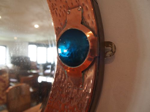fig 1. Mirror Arts and Crafts Liberty style copper Ruskin enamels large size c1900