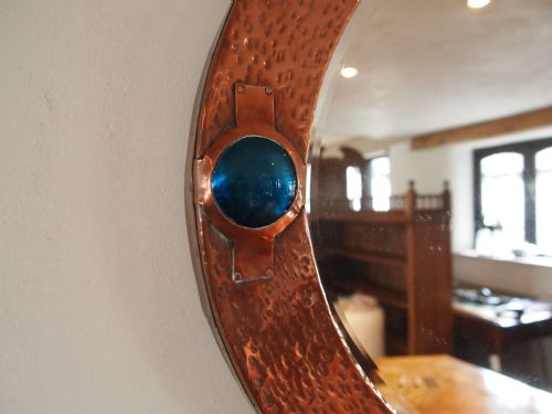 fig 3. Mirror Arts and Crafts Liberty style copper Ruskin enamels large size c1900