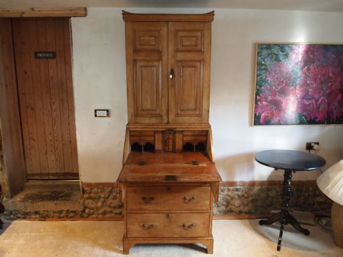 Bureau Bookcase George III Rare Pine Small Proportions C1770
