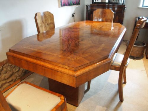 fig 3. Table and chairs Art Deco figured and burr Walnut c1920