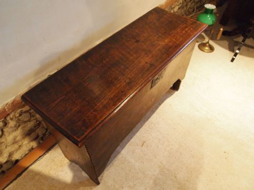 fig 1. Coffer chest blanket box traditional six plank boarded chest Elm c1700