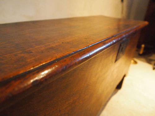 fig 3. Coffer chest blanket box traditional six plank boarded chest Elm c1700