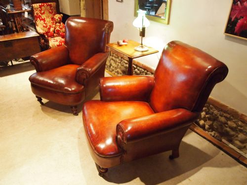 fig 2. Chairs pair of Victorian leather club armchairs stunning c1880