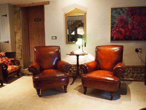 fig 3. Chairs pair of Victorian leather club armchairs stunning c1880