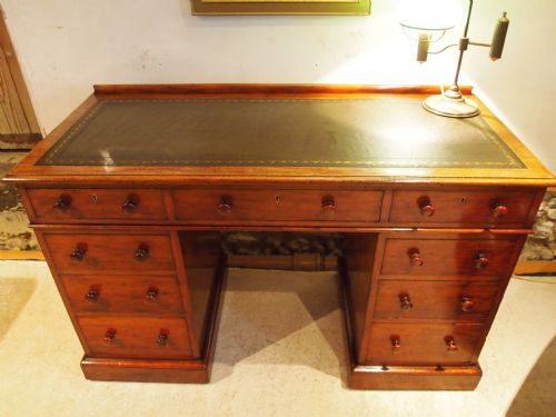 fig 2. Desk Victorian Plum pudding Mahogany fine quality Heal and Son London c1880