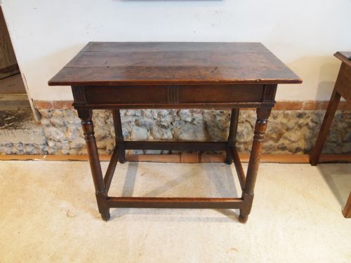 Table Rare Tromp L'oiel 17th Century Joined Oak Side or Centre Table C1680