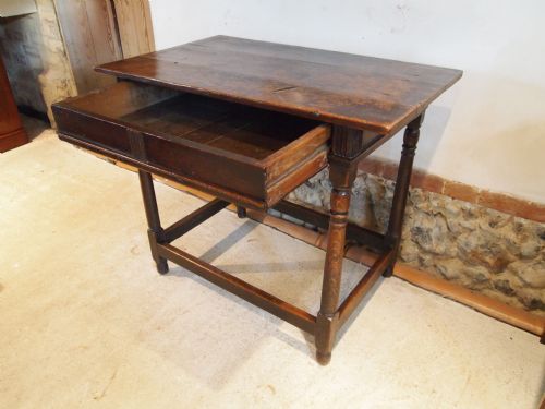 fig 3. Table rare Tromp l'oiel 17th century joined Oak side or centre table c1680