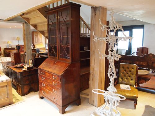 Bureau Bookcase George III Mahogany Slim Proportions  C1790