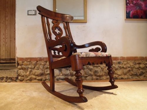 fig 2. Chair rocking chair fine quality Victorian Mahogany c1880