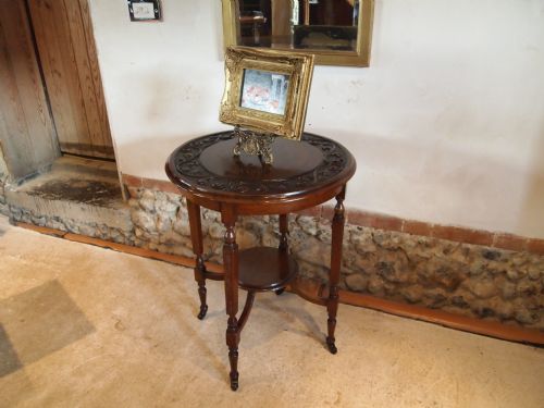 fig 1. Table lamp hall side table Victorian carved solid Walnut c1880