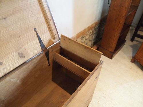 fig 3. Coffer blanket box chest Queen Anne Elm six plank c1700