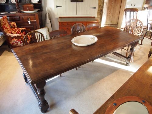 fig 3. Table stunning farmhouse refectory dining table Victorian solid Walnut seats 10 c1850