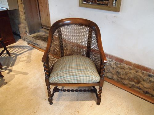 fig 1. Chair Edwardian Bergere Beech Barley twist armchair c1910