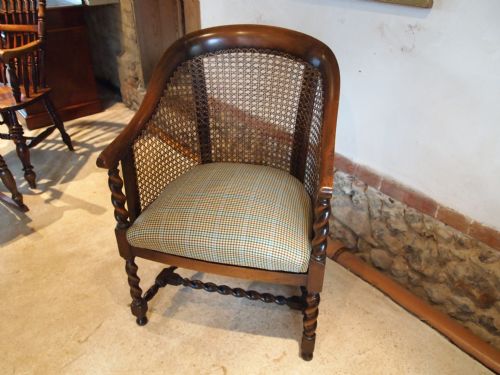 fig 2. Chair Edwardian Bergere Beech Barley twist armchair c1910