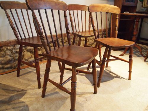 Chairs Set of Four Victorian Windsor Kitchen Dining Chairs Beech and Elm C1870