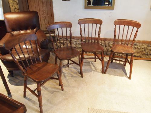 fig 2. Chairs set of four Victorian Windsor kitchen dining chairs Beech and Elm c1870