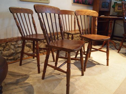 fig 3. Chairs set of four Victorian Windsor kitchen dining chairs Beech and Elm c1870