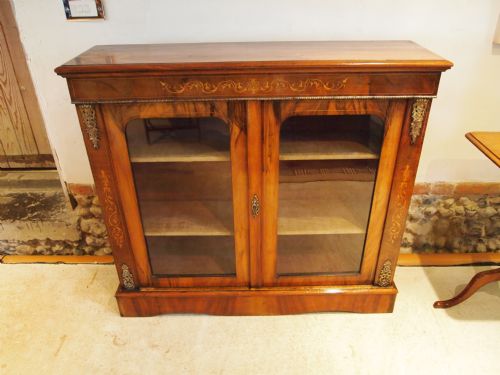 fig 3. Cabinet display case pier cabinet Victorian Figured Walnut fine quality c1870