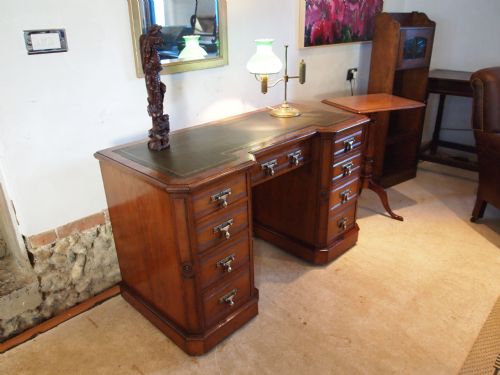 Desk Arts and Crafts Aesthetic Victorian Walnut Stamped Jas Shoolbred & Co C1890