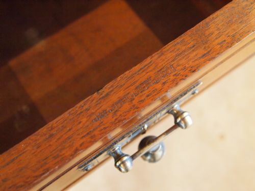 fig 1. Desk Arts and crafts aesthetic Victorian Walnut stamped JAs Shoolbred & Co c1890