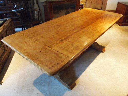 fig 1. Table Edwardian farmhouse kitchen refectory dining table Oak c1900 seats 8