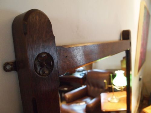 Mirror Arts and Crafts Oak Pugin Influenced Mirror Hall Landing Wall C1900