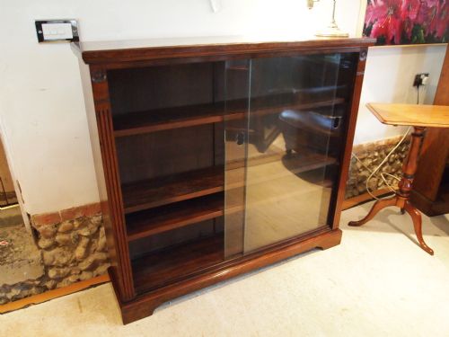 Bookcase Edwardian Mahogany Glazed Dust Free Adjustable Shelves C1900