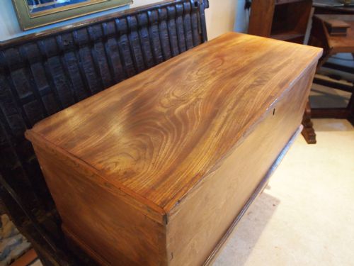 fig 1. Coffer blanket box chest coffee table George III figured Elm c1810