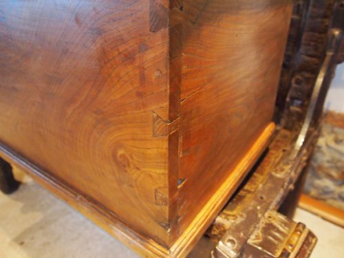 fig 2. Coffer blanket box chest coffee table George III figured Elm c1810
